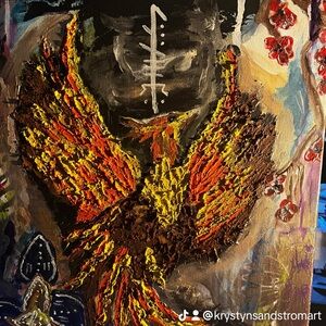 Dynamic Orange and Brown Phoenix Painting